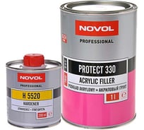 Грунт акриловый +отвердитель NOVOL 330 5+1 мокрый по мокрому 1л+0,2л черный 373418