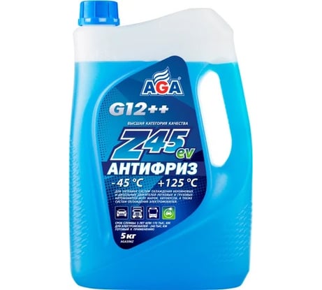 Антифриз AGA готовый к применению, синий, -45С, 5 кг, G-12++ AGA306Z