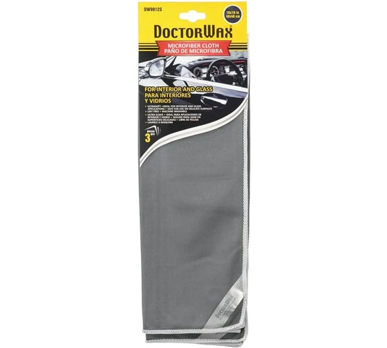 Микрофибра DoctorWax для стекол и интерьера, 40x40 см, 3 шт DW9912s 1