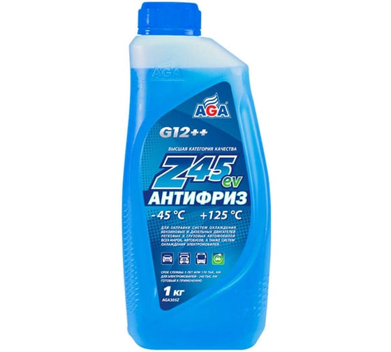 Антифриз AGA готовый к применению, синий, -45С, 1кг, G-12++ AGA305Z
