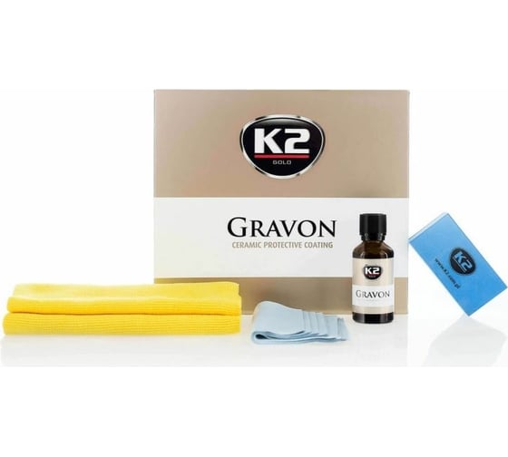 Керамическое защитное покрытие жидкое стекло K2 GOLD GRAVON 50мл + аппликатор, салфетка G030