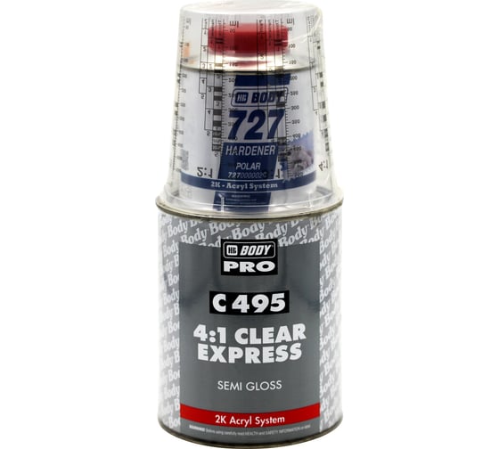 Лак HB BODY 495 EXPRESS SEMI GLOSS 4:1 (1 л; отвердитель H727 Polar 0.25 л; комплект) 4950207271 1