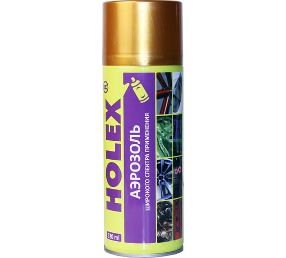 Аэрозольная эмаль HOLEX декоративная, золотая 520 мл HAS-5802