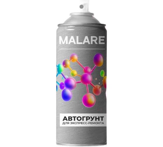 Аэрозольный акриловый автогрунт для экспресс-ремонта MALARE для металла и пластика, адгезионный, быстросохнущий, матовый RAL 9003 белый, 520 мл 4680868564232 1