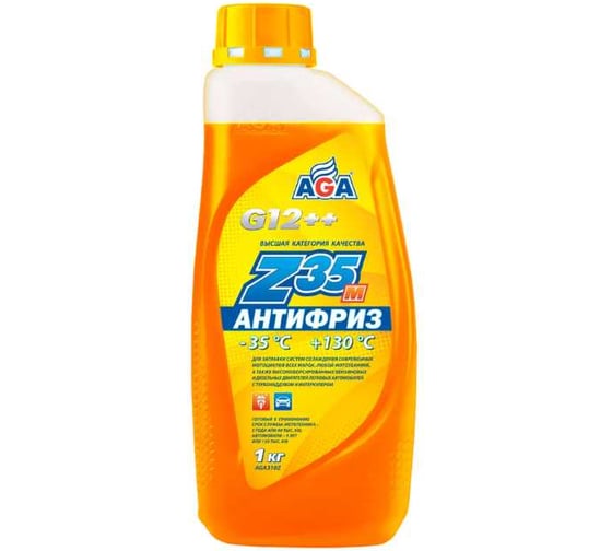 Антифриз AGA серии MOTOPOWER, готовый к применению, оранжевый, -35С, 1кг, G-12++ AGA310Z 1