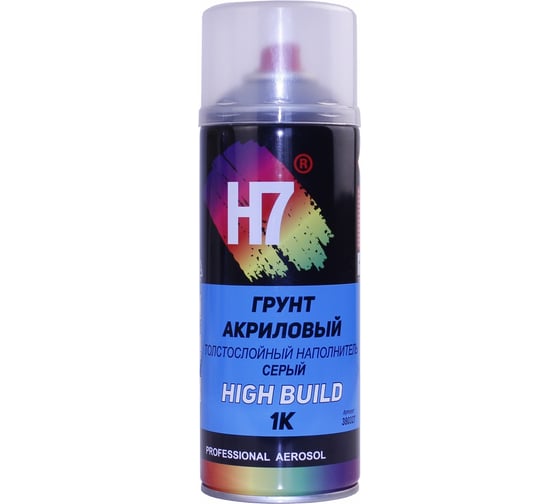 Акриловый грунт H7 High Build 1К толстослойный наполнитель, серый, аэрозоль, 520 мл 380327