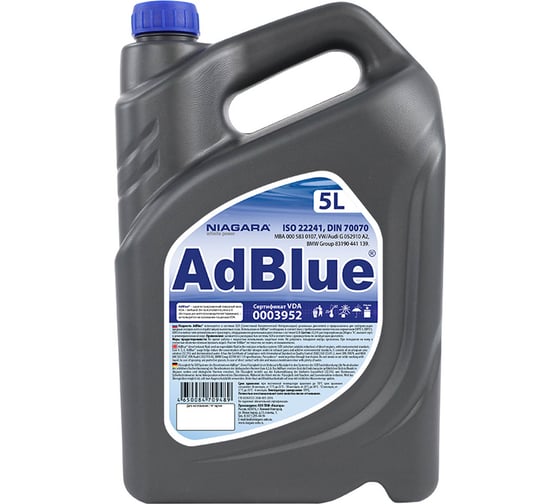 Жидкость NIAGARA AdBlue 5 л, мочевина, для систем SCR Евро 4/5/6 004008000011 1