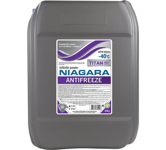 Охлаждающая жидкость для коммерческой техники NIAGARA Антифриз Ниагара TITAN HD-40 20кг 001001020013 1