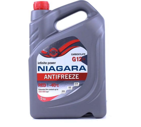 Охлаждающая жидкость NIAGARA Антифриз G12+, карбоксилатный, красный, 5 кг 001001001011 1