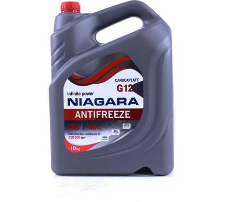 Охлаждающая жидкость NIAGARA Антифриз Ниагара G12+ карбоксилатный красный 10 кг 001001001012