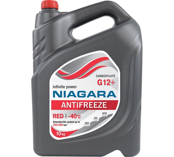 Охлаждающая жидкость NIAGARA Антифриз Ниагара G12+ карбоксилатный красный 10 кг 001001001012