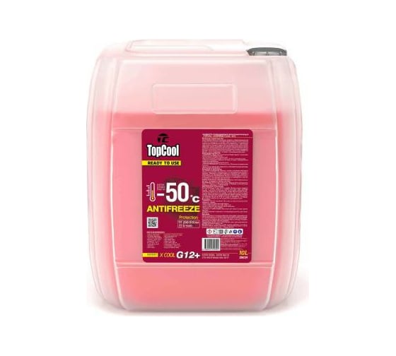 Охлаждающая жидкость TOPCOOL Antifreeze Х cool -50 C розовый G12+, 10л Z0039