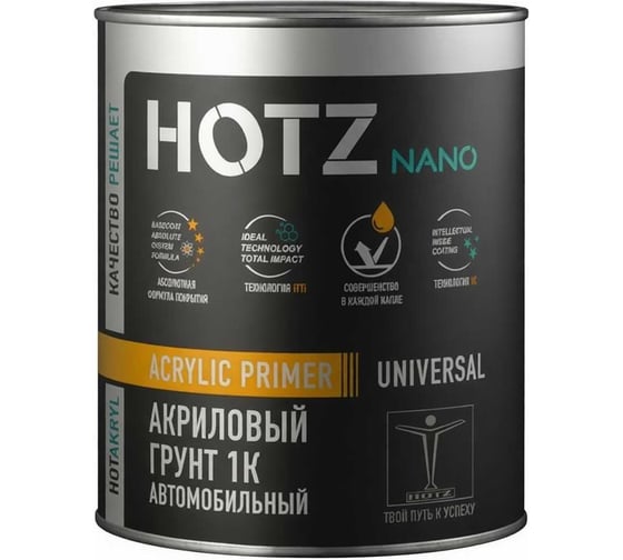 Грунт акриловый автомобильный HOTZ 1К , светло-серый, 1 литр, 4673755219469 1