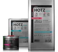 Лак автомобильный акриловый HOTZ 2К HS UNIVERSAL Комплект (лак:5 л + отвердитель:2,5 л + разбавитель:0,5 л) 4673755228379