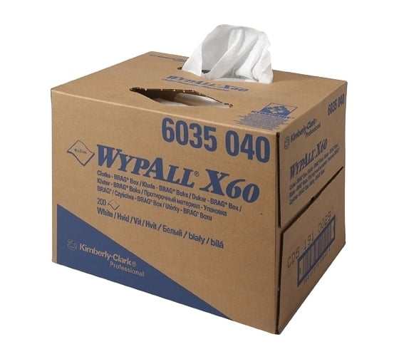 Протирочный материал Kimberly-Clark WypAll X60 упаковка BRAG Box, белый 6035 1