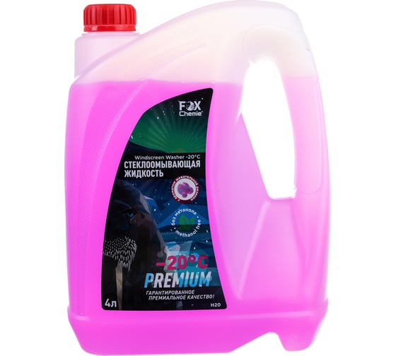 Стеклоомывающая жидкость Fox Chemie -20 C с ароматом Бабл Гам, 4 л Н20
