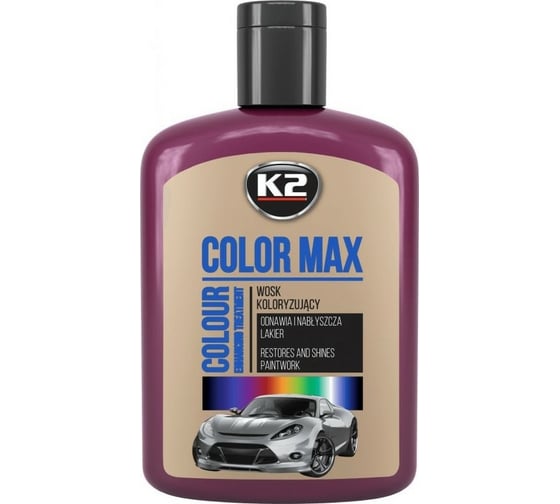 Полироль цветная с воском K2 COLOR MAX 200 мл темно-красный EK020BO