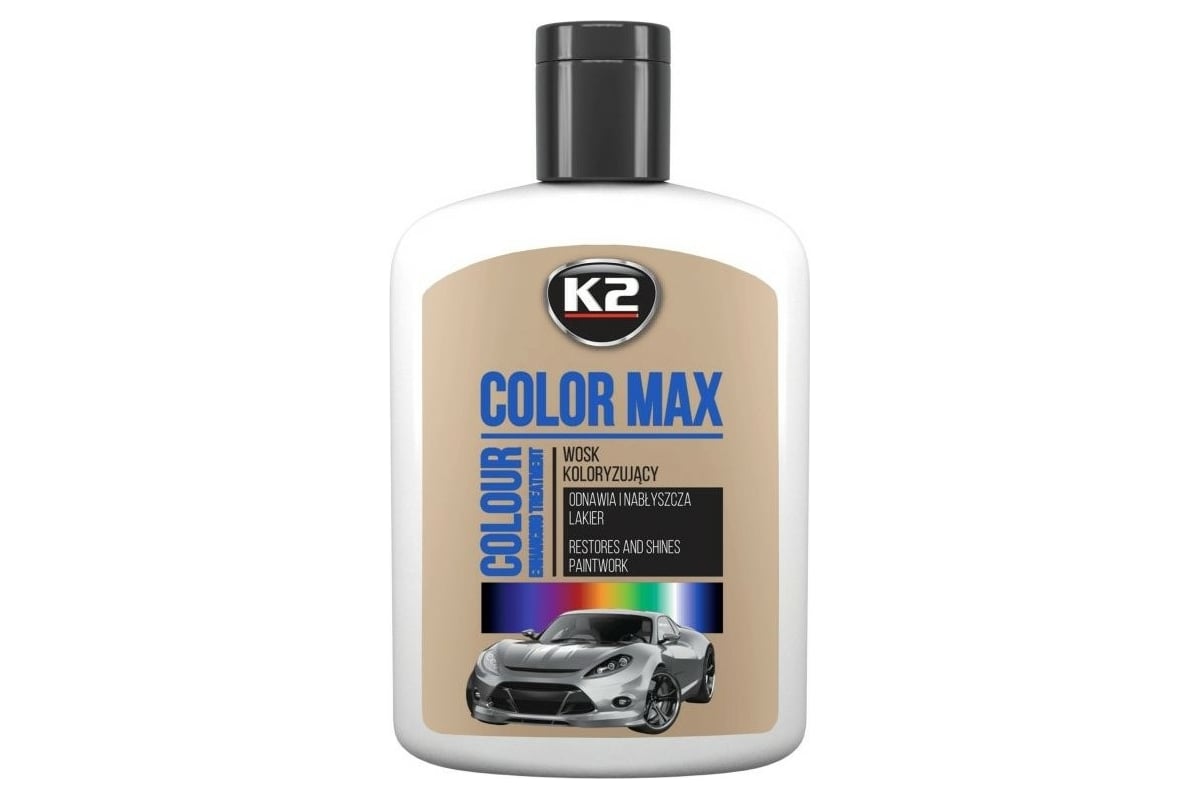 Полироль цветная с воском K2 COLOR MAX 200 мл белый EK020BI - выгодная  цена, отзывы, характеристики, фото - купить в Москве и РФ