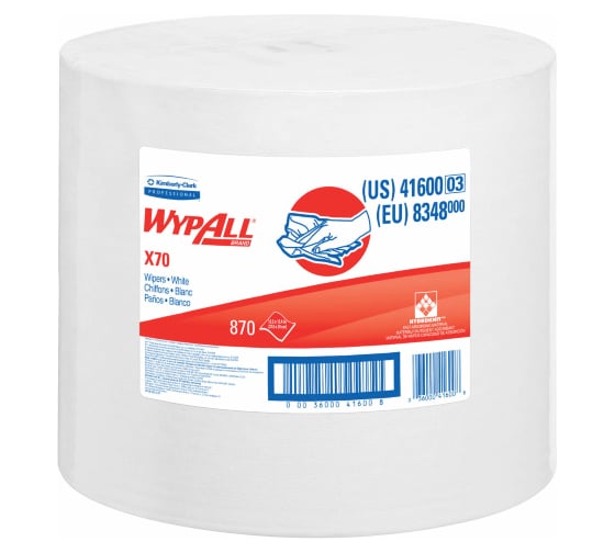 Протирочный материал Kimberly-Clark WypAll X70 большой рулон, белый 8348 1