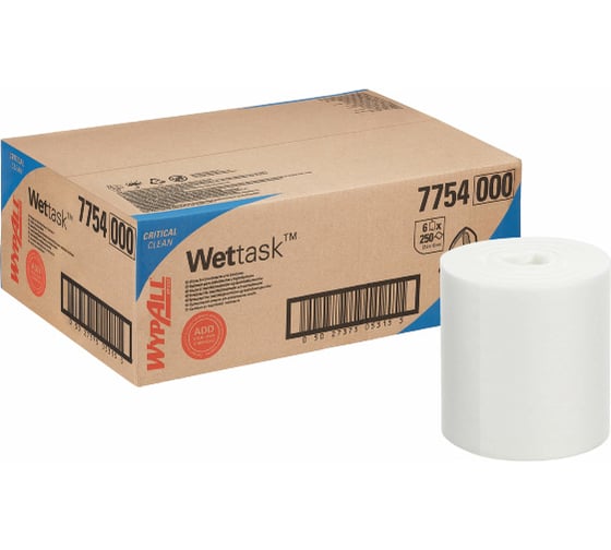 Протирочные салфетки Kimberly-Clark WypAll Wettask упаковка 6 рулонов, белый 7754