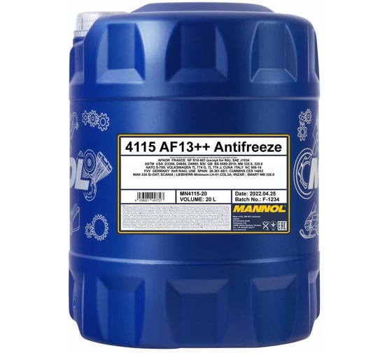 Концентрат антифриз MANNOL ANTIFREEZE AF13++ 20 л. красный 411520
