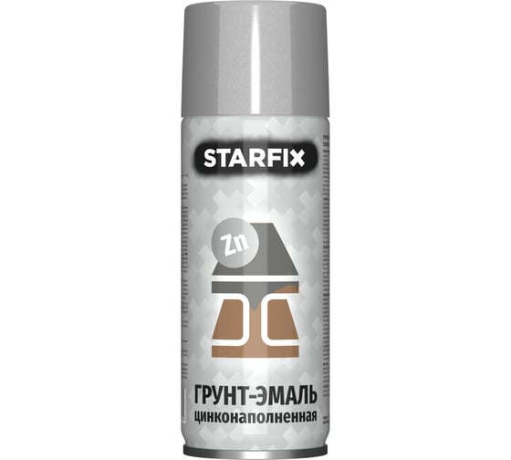 Грунт-эмаль цинконаполненная STARFIX серебристая, 520 мл ЦИ-0904164750