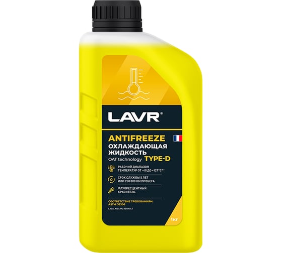 Охлаждающая жидкость LAVR ANTIFREEZE OAT TYPE D Ln3709