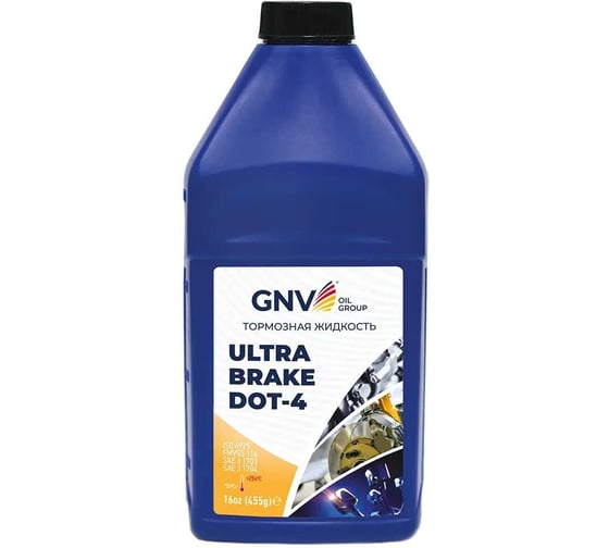Жидкость тормозная GNV Ultra Brake DOT 4 для тормозных систем и сцепления, 455 г GUB1106403015030013455
