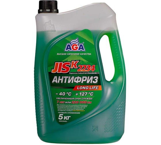 Антифриз AGA зеленый, -40С, 5кг, JIS K 2234 AGA344LL