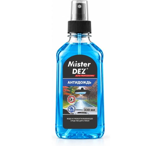 Антидождь Mister Dez для стекол автомобиля, спрей антидождь для окон и зеркал, AUTO PROFESSIONAL 330 мл 2377
