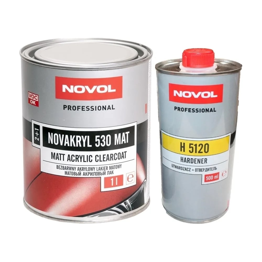 Лак NOVOL NOVAKRYL 530 MAT 2К акриловый, 2+1, банка 1л + отвердитель 0. ...