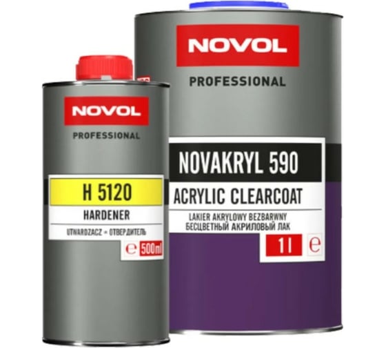 Акриловый лак с керамическими добавками NOVOL Novakryl 590 2К бесцветный, 1 л, с отвердителем 38091-35631 1