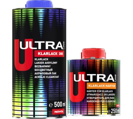 Лак NOVOL ULTRA KLARLACK 300 2К акриловый, банка 0.5 л, с отвердителем 0.25 л 99223-99421