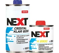 Акриловый лак NOVOL NEXT CRISTAL KLAR 8200 2К VHS, 2+1, эффект самозатягивания, 0.5 л, с отвердителем 90884-90901