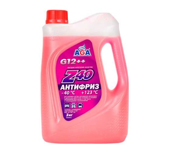 Антифриз AGA G-12++ красный, готовый к применению, -40 °C, 3 кг AGA301Z