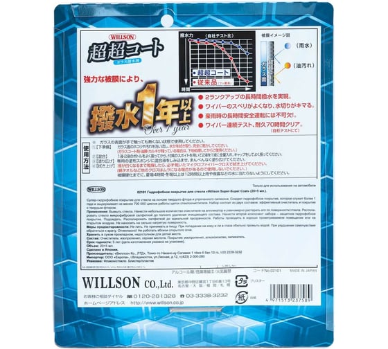 Гидрофобное покрытие для стекла Willson Windshield Water-Repellent 20+5 мл WS-02101