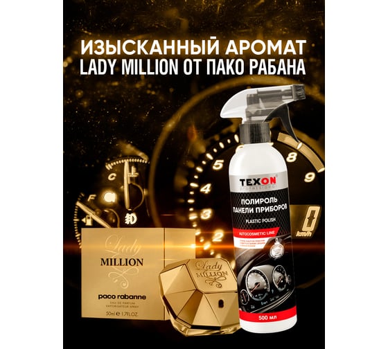 Полироль панели приборов TEXON аромат Lady Million, триггер, 500 мл TX187683