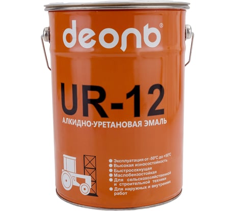 Автоспецэмаль Деоль UR-12 быстросохнущая черная глянцевая 5кг 00030559