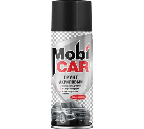 Грунт акриловый аэрозольный Mobicar, 520 мл, черный, 0504-02 MC