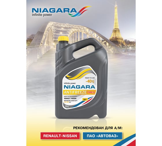 Охлаждающая жидкость NIAGARA Антифриз Type-D 40 (желтый) 5 кг 013001004059