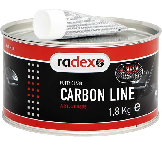 Полиэфирная шпатлевка со стекловолокном Radex carbon line с отвердителем, 1,8 кг 200605
