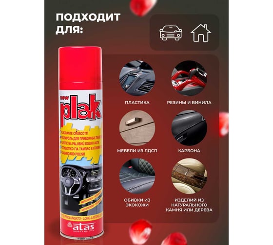 Полироль салона Atas PLAK 400 мл аэр., Гранат 5128
