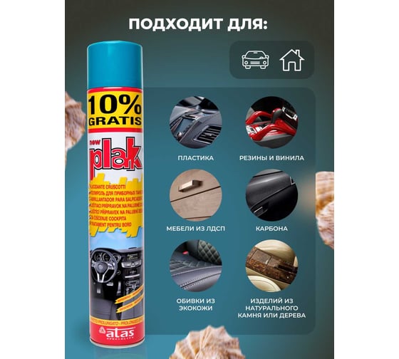 Полироль салона Atas PLAK 750 мл аэр., Морской 1415