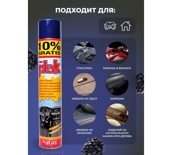Полироль салона Atas PLAK Frutti Rossi 750 мл аэр. 1411
