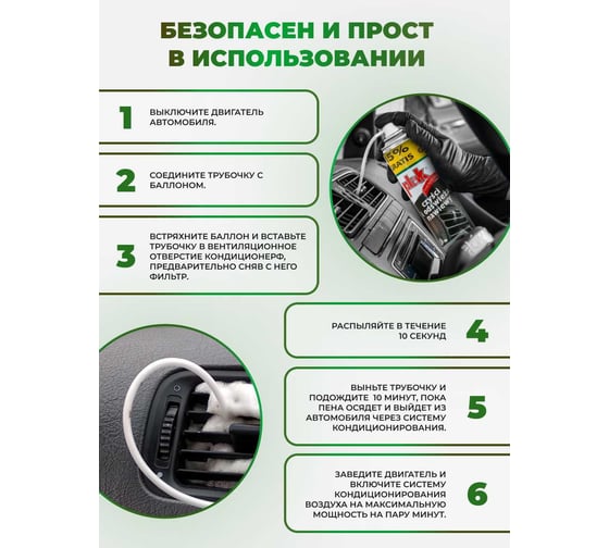 Очиститель кондиционера Atas PLAK пенный, с трубочкой, 500 мл, хвоя 50037