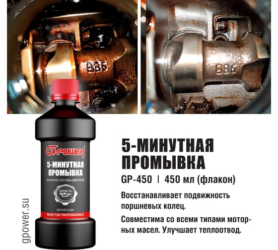 5-минутная промывка масляной системы двигателя G-Power 450 мл GP-450