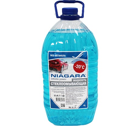 Жидкость омывания стекол NIAGARA 4 л, незамерзайка до -20, без метанола 001017007008
