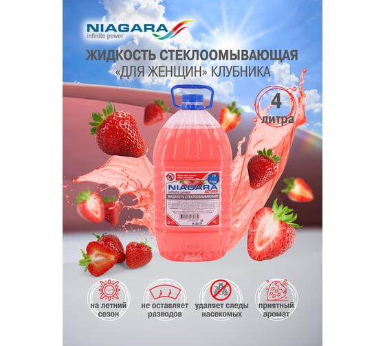 Жидкость омывания стекол NIAGARA Ниагара 4 л Клубника летняя 001016010008