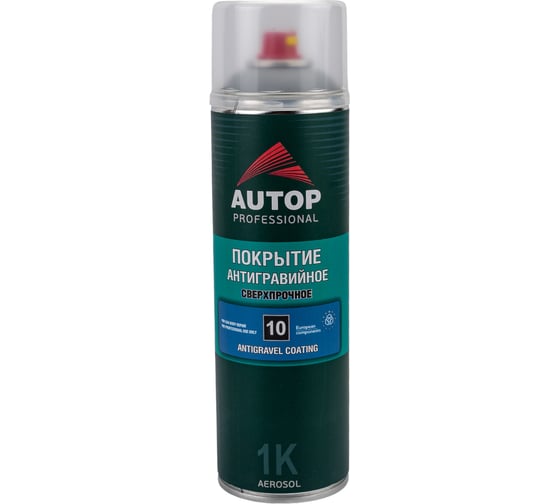 Антигравийное покрытие сверхпрочное №10, серый, аэрозоль 650 мл AUTOP Professional ATP-A07320