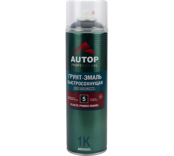Грунт-эмаль для пластика AUTOP Professional №5, графит, аэрозоль 650 мл ATP-A07273